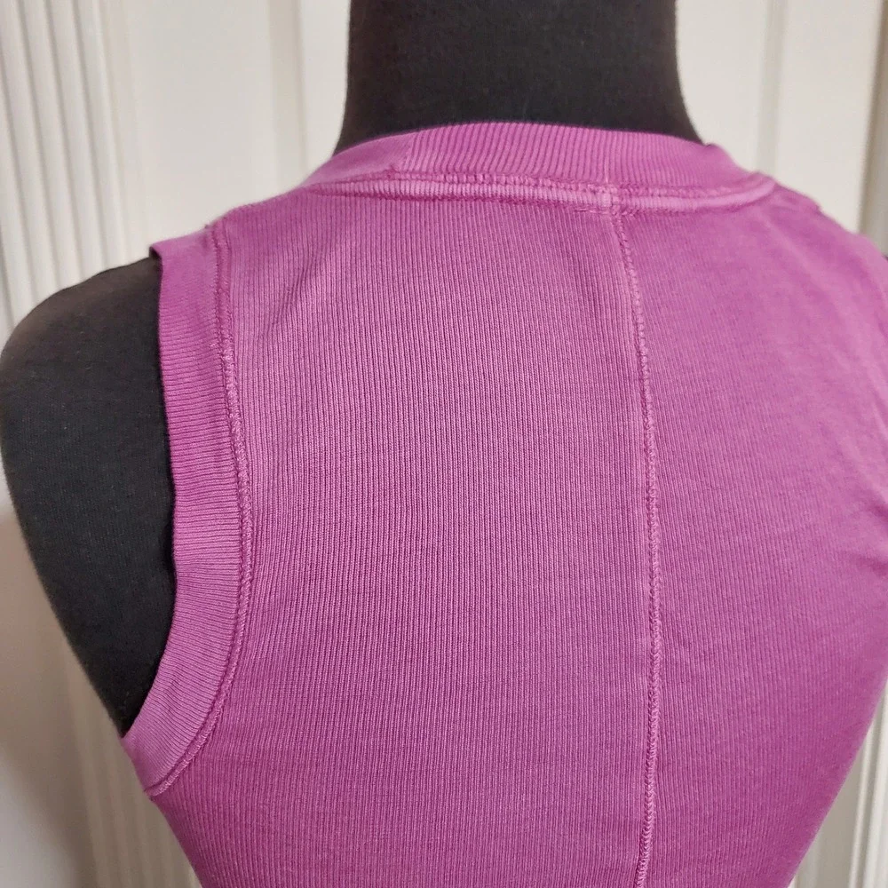 Intimately Free People Purple Ribbed Scoop U-Neck Tank Top Back Seam Womens S/P - Picture 9 of 12